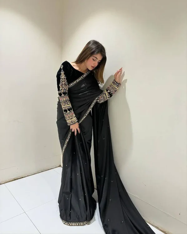 Ethenika Party Wear Velvet Saree